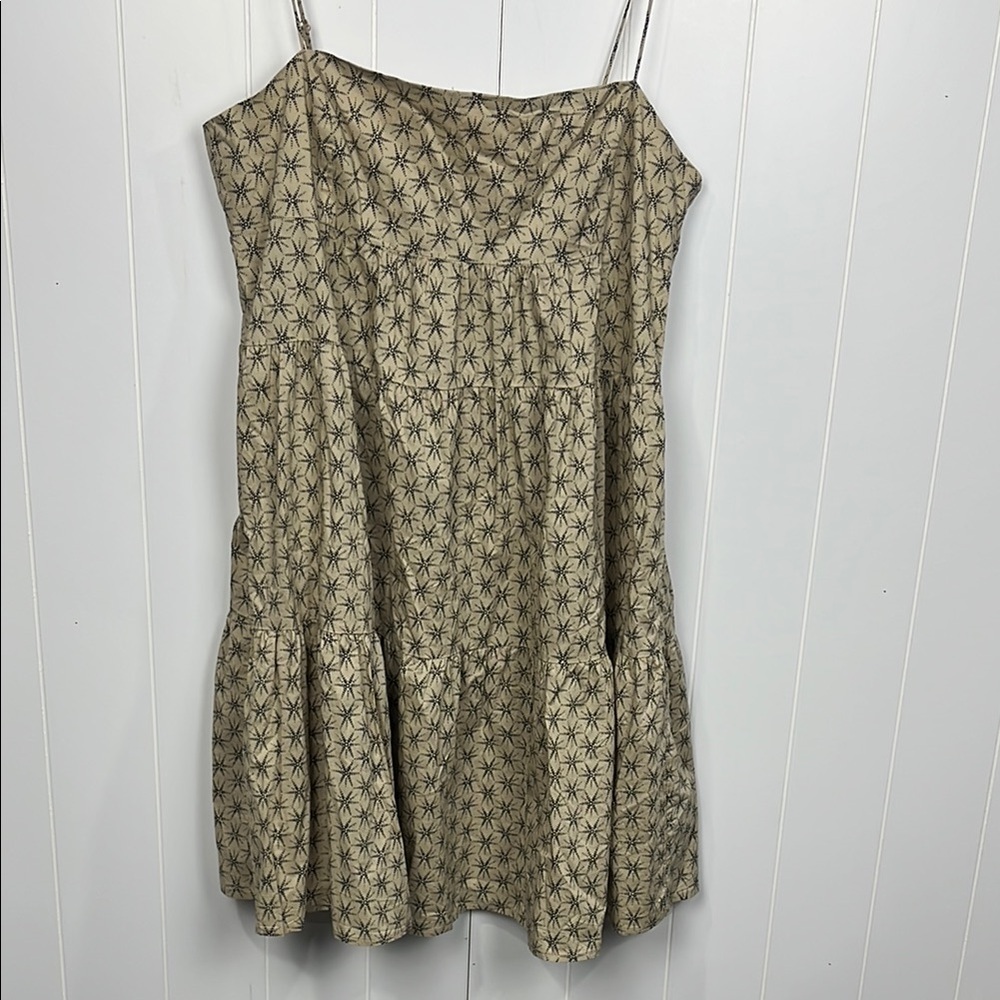 Levi’s Womens Sundress XL Cream Black Slip Straps Star Pattern Back Zip Summer